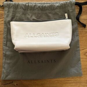 All Saints Cream Leather clutch